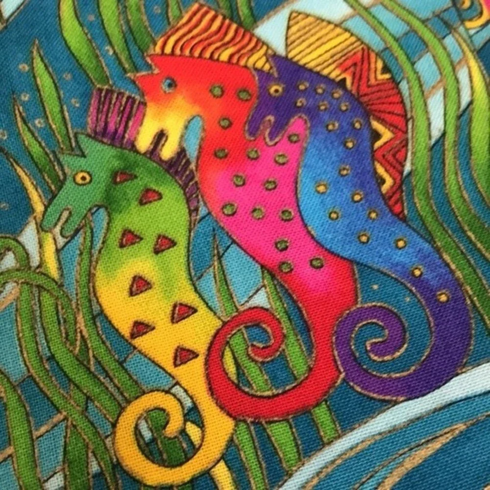 Laurel Burch Seahorse Quilting Fabric Ocean Songs One Yard Cut